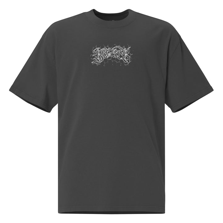Beezerk Weight Is War faded gym T-shirt with a gothic front logo and skull-faced bee over a honeycomb pattern on the back
